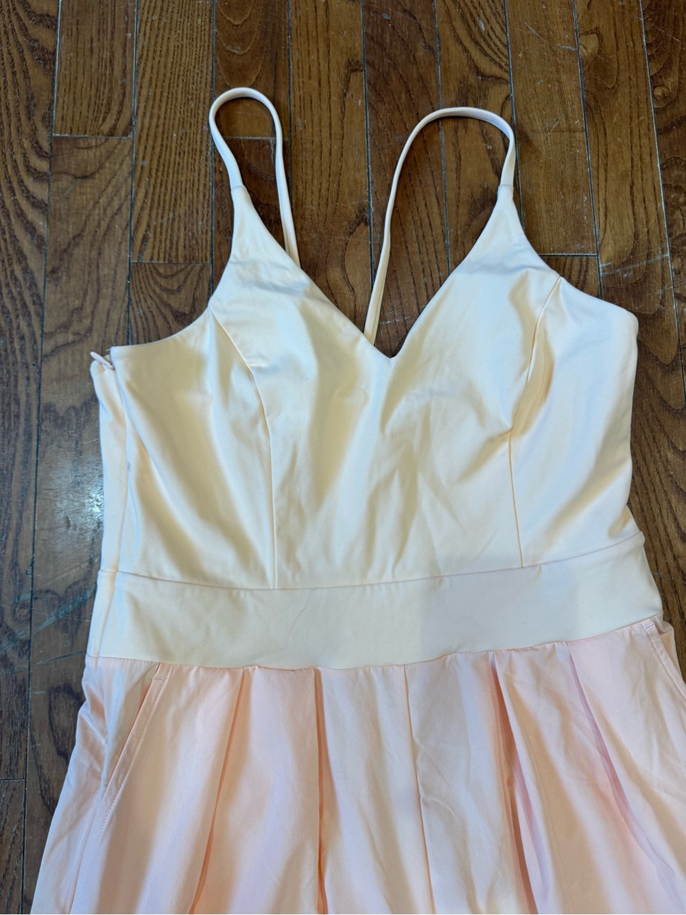HALARA Peach V-Neck Wide-Leg Spaghetti Strap Jumpsuit - Picture 4 of 11